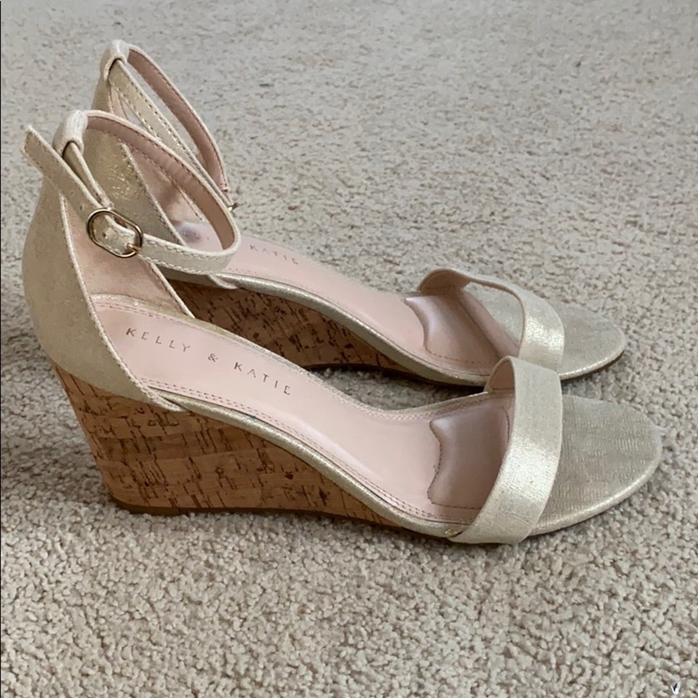 Light Gold Wedge Sandals